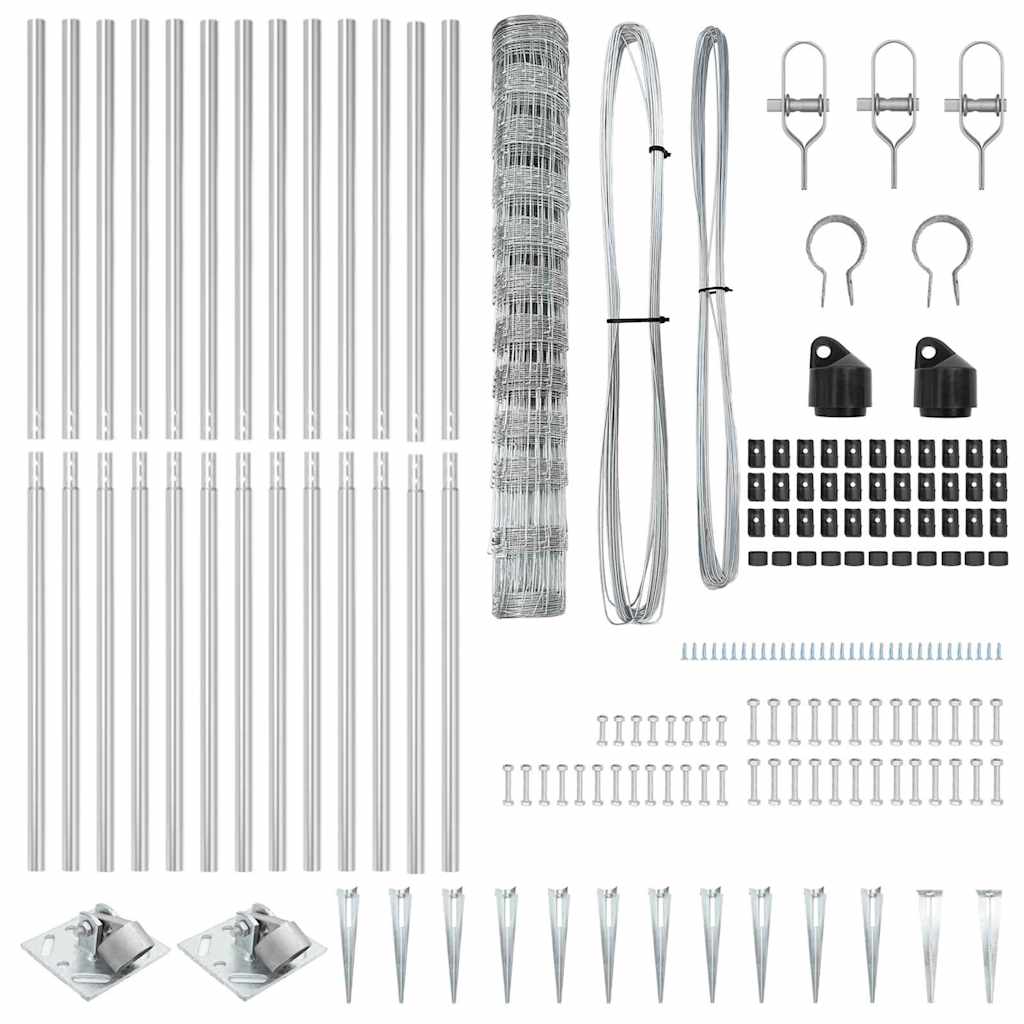 Wildzaun Silber 50 x 1,2 m Verzinkter Stahl